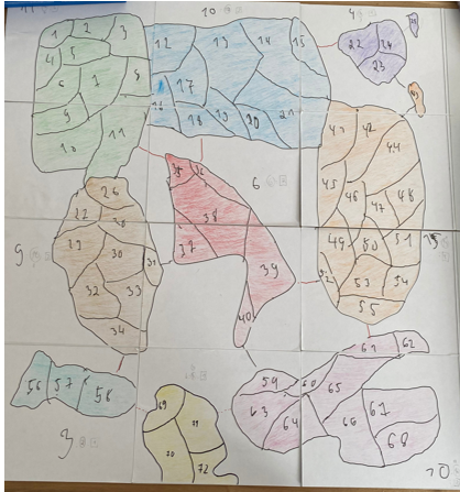First prototype map with early area and continent structures