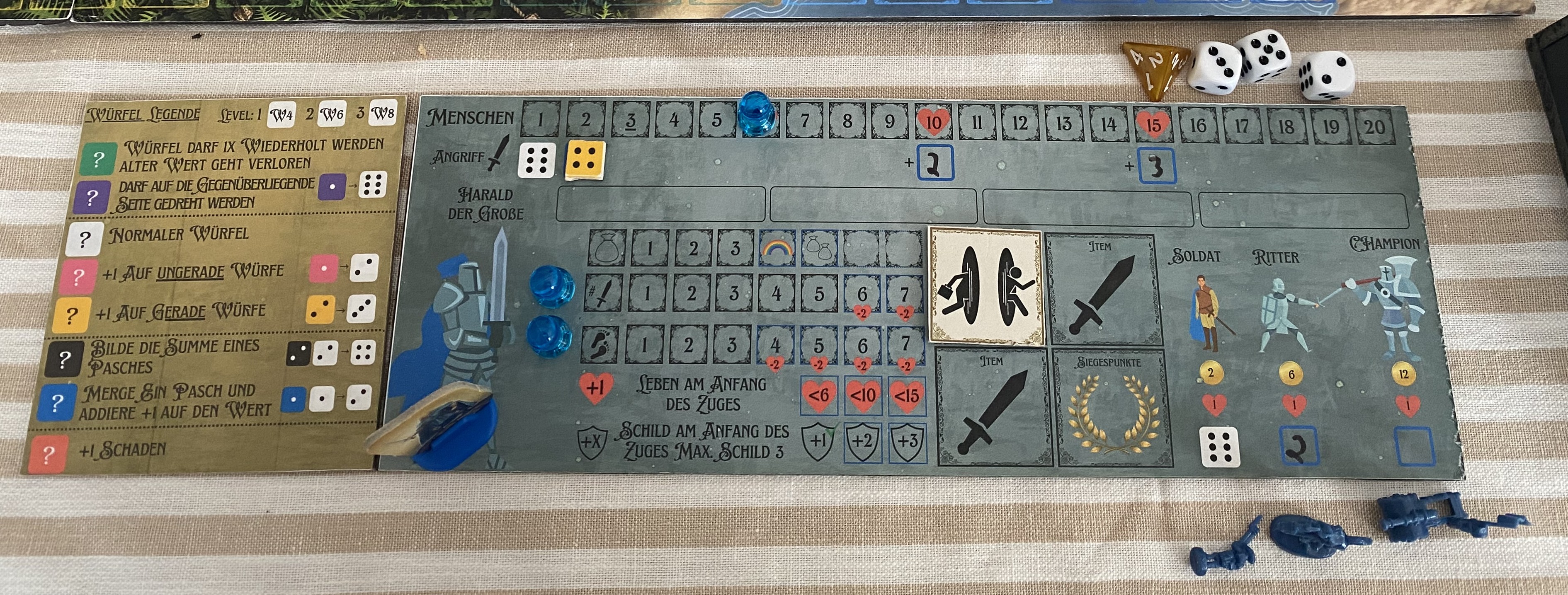 Dice legend and human faction player plate