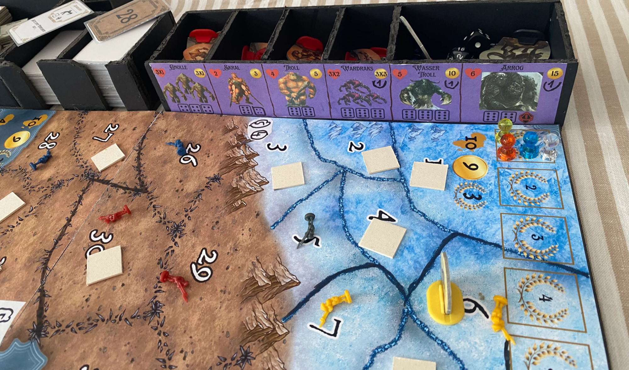 PvE monster table in the board game prototype